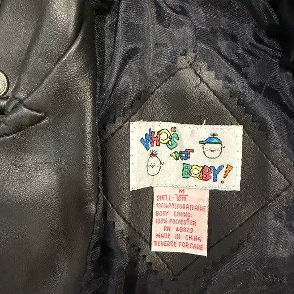 Vintage 18 Months Black Faux Leather Biker Jacket - Picture 3 of 3